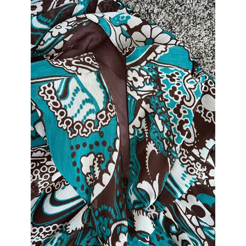 Vintage 2000's Nicole Miller Women's Brown/Teal boho paisley skirt size‎ 6